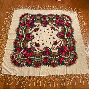 Ukrainian Hustka Shawl Wrap with Fringe